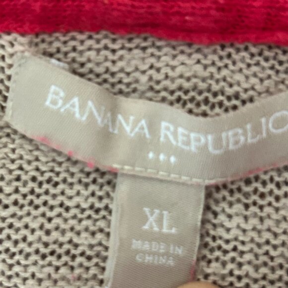 Banana Republic Striped Short Sleeve Drop Shoulder Knit Hoodie Sweater Size XL - Picture 5 of 9